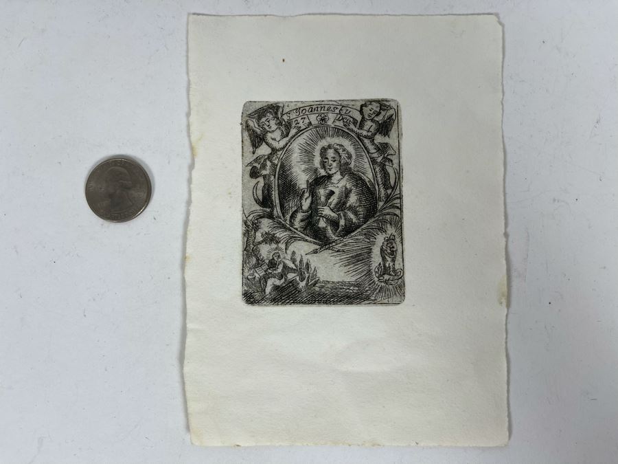 JUST ADDED - Small Antique Etching 2.25W X 3H [Photo 2]