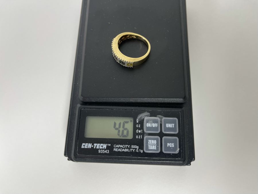 10K Gold Diamond Ring (Slightly Bent In Back) Size 6 4.6g [Photo 11]