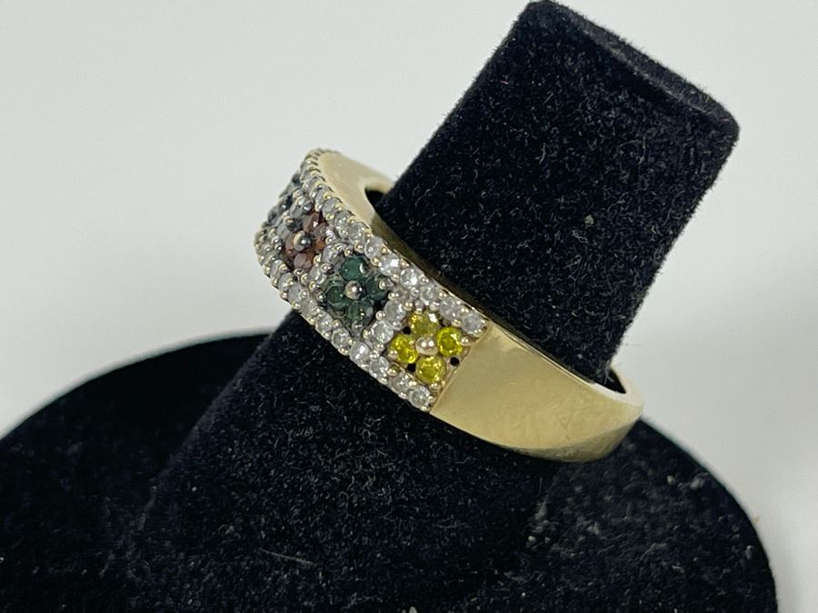 10K Gold Diamond Ring (Slightly Bent In Back) Size 6 4.6g [Photo 6]
