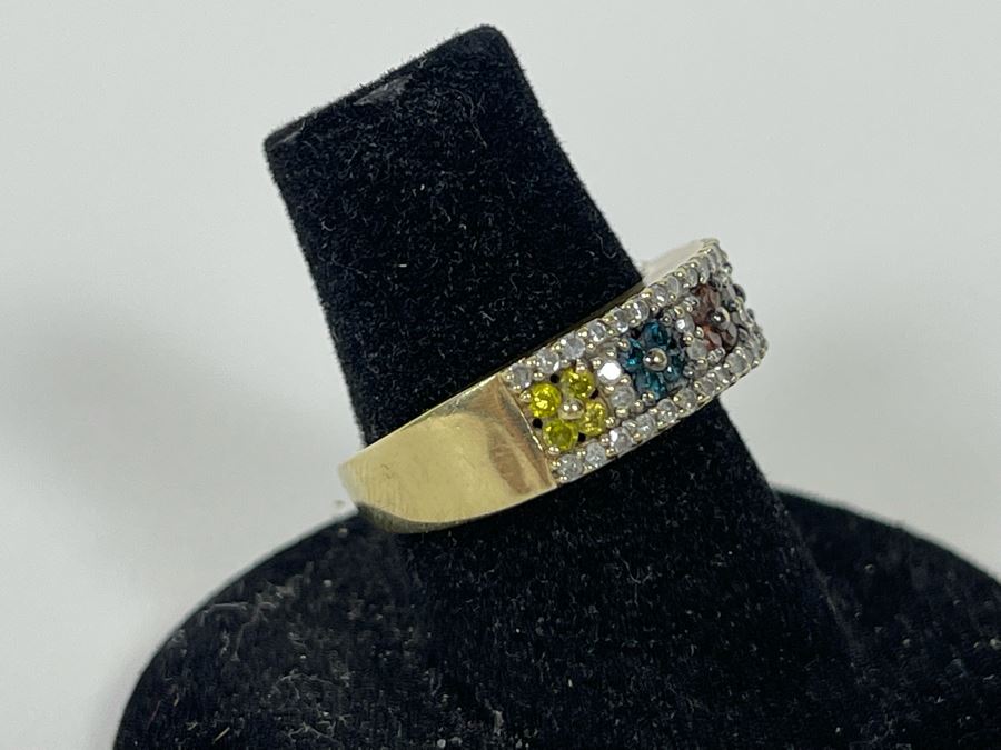 10K Gold Diamond Ring (Slightly Bent In Back) Size 6 4.6g [Photo 5]