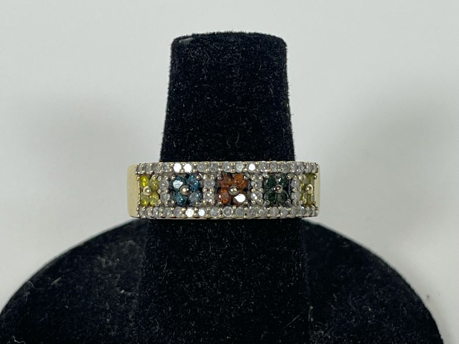 10K Gold Diamond Ring (Slightly Bent In Back) Size 6 4.6g [Photo 4]