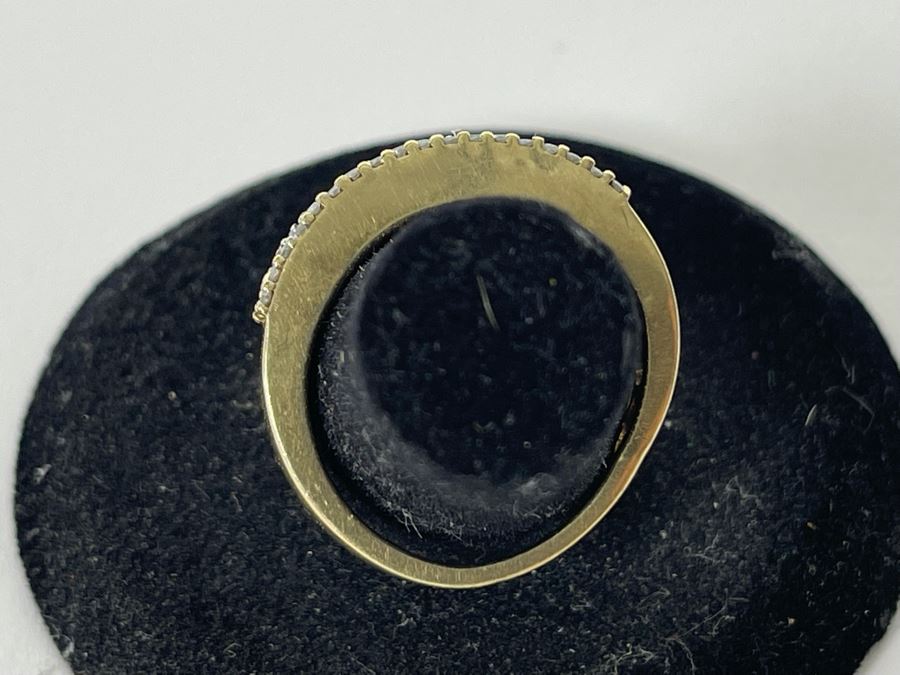 10K Gold Diamond Ring (Slightly Bent In Back) Size 6 4.6g [Photo 7]