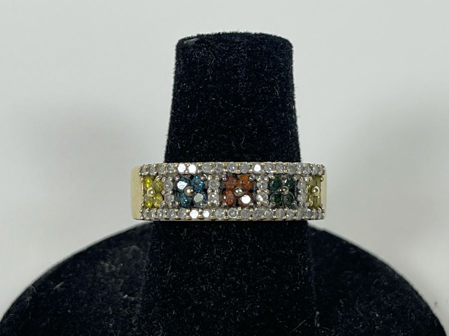 10K Gold Diamond Ring (Slightly Bent In Back) Size 6 4.6g [Photo 3]