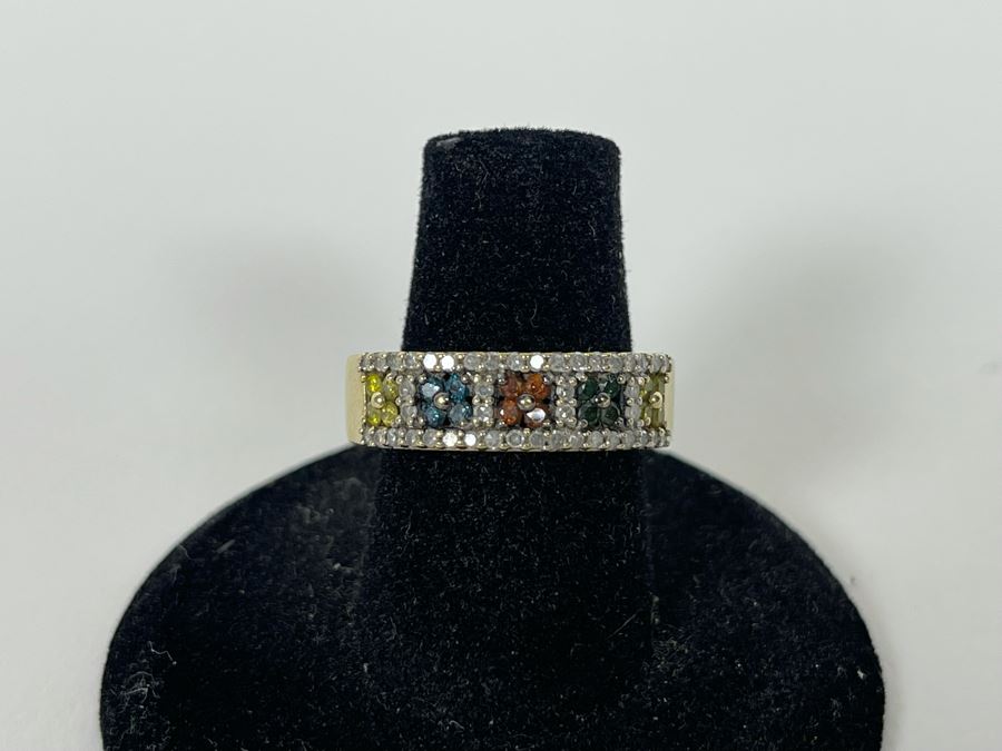 10K Gold Diamond Ring (Slightly Bent In Back) Size 6 4.6g [Photo 2]