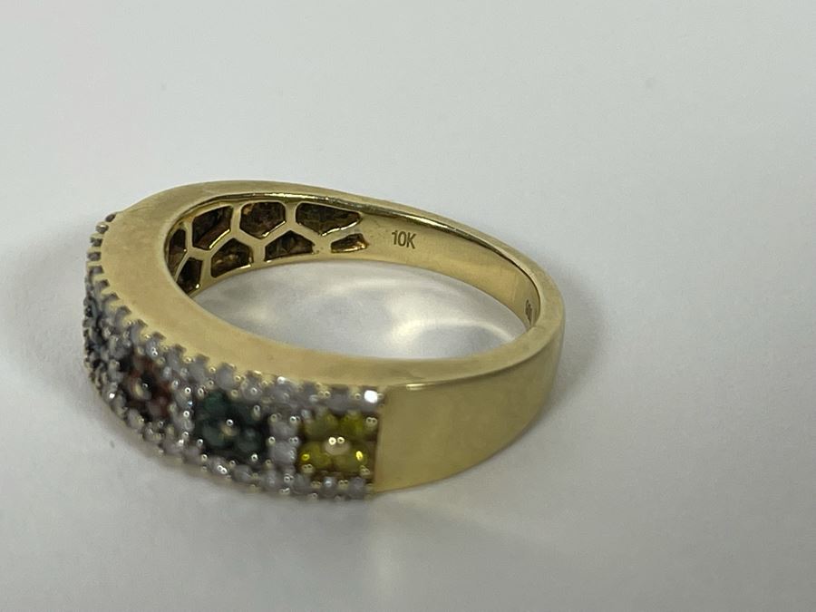 10K Gold Diamond Ring (Slightly Bent In Back) Size 6 4.6g [Photo 10]