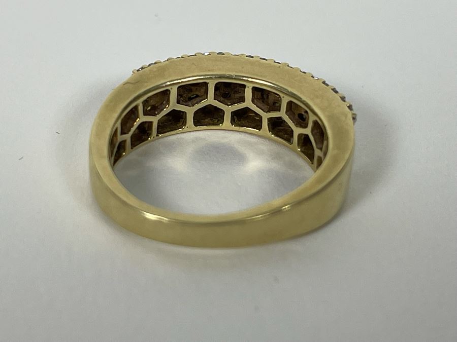 10K Gold Diamond Ring (Slightly Bent In Back) Size 6 4.6g [Photo 8]