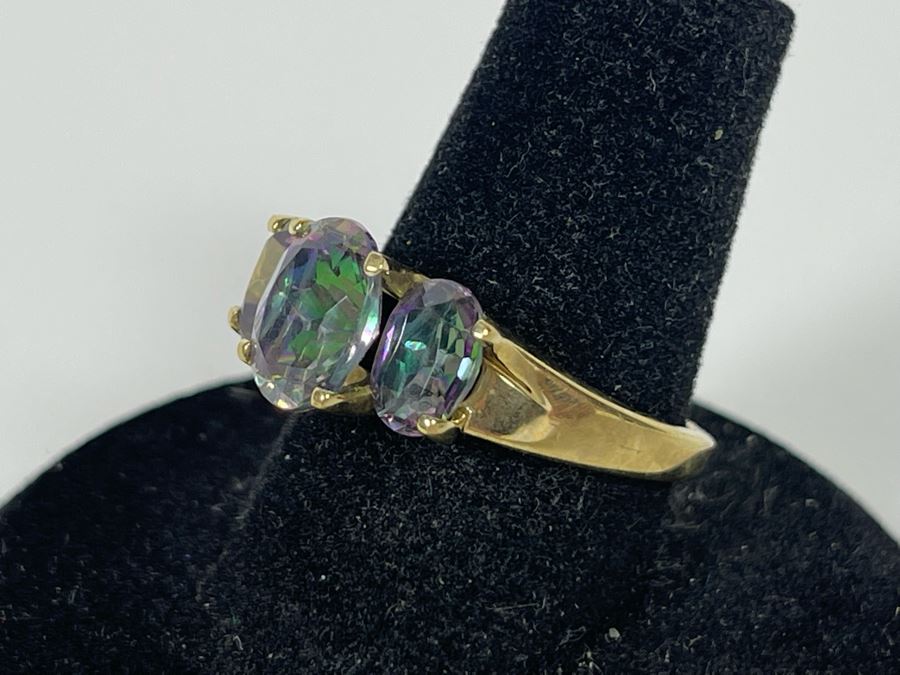 10K Gold Mystic Topaz Ring Size 7.5 3.4g [Photo 7]