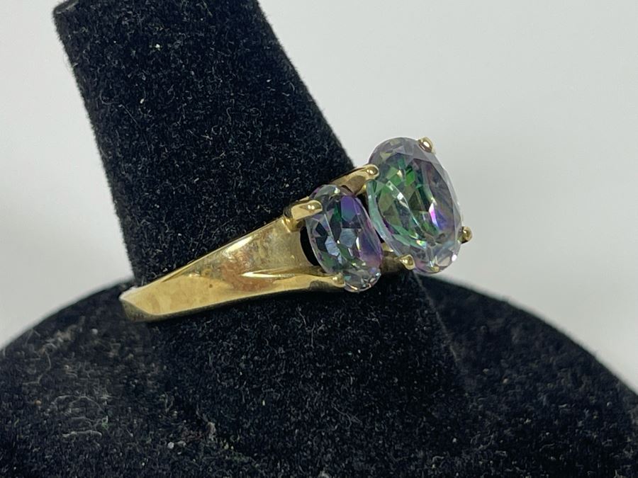 10K Gold Mystic Topaz Ring Size 7.5 3.4g [Photo 6]