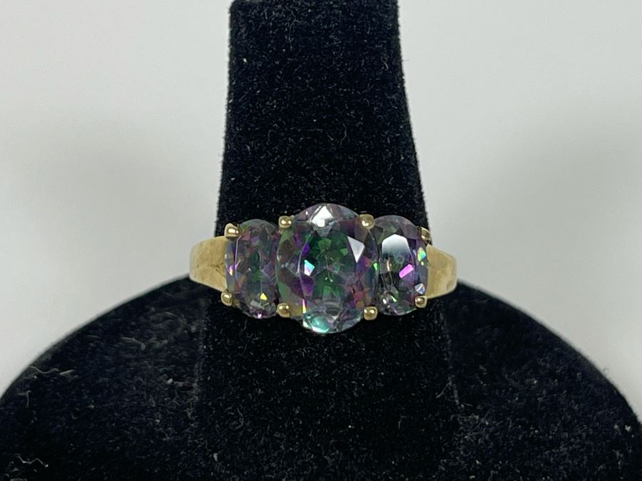 10K Gold Mystic Topaz Ring Size 7.5 3.4g [Photo 3]