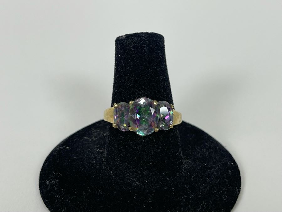 10K Gold Mystic Topaz Ring Size 7.5 3.4g [Photo 4]