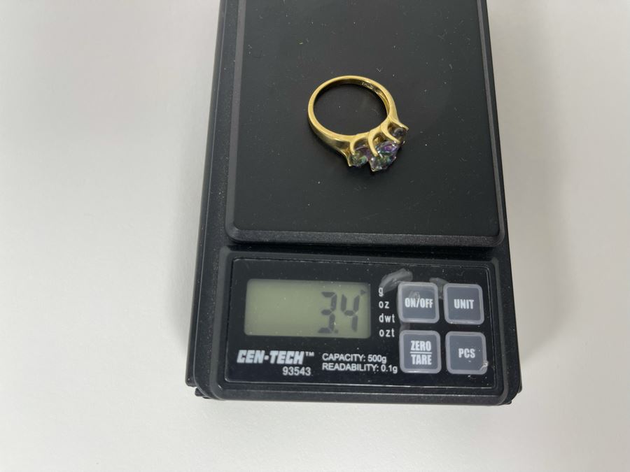 10K Gold Mystic Topaz Ring Size 7.5 3.4g [Photo 13]