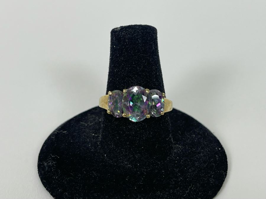 10K Gold Mystic Topaz Ring Size 7.5 3.4g [Photo 5]