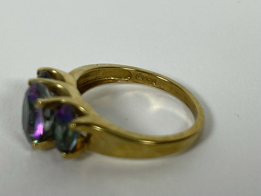 10K Gold Mystic Topaz Ring Size 7.5 3.4g [Photo 11]