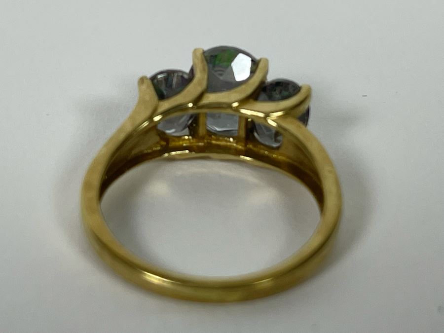 10K Gold Mystic Topaz Ring Size 7.5 3.4g [Photo 9]