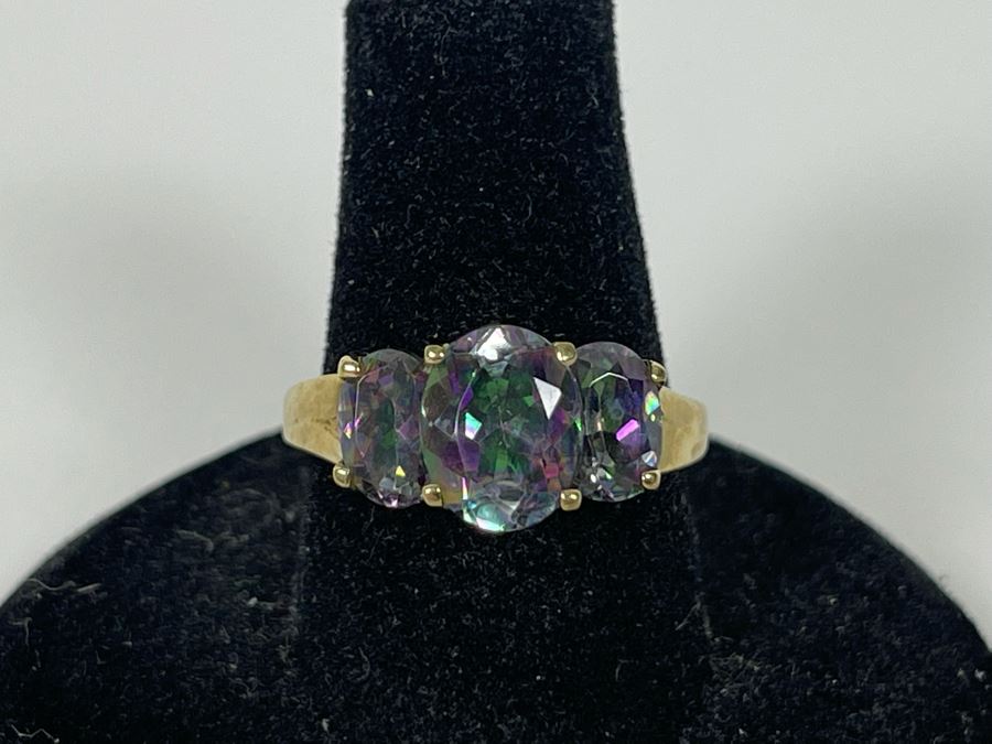 10K Gold Mystic Topaz Ring Size 7.5 3.4g [Photo 2]