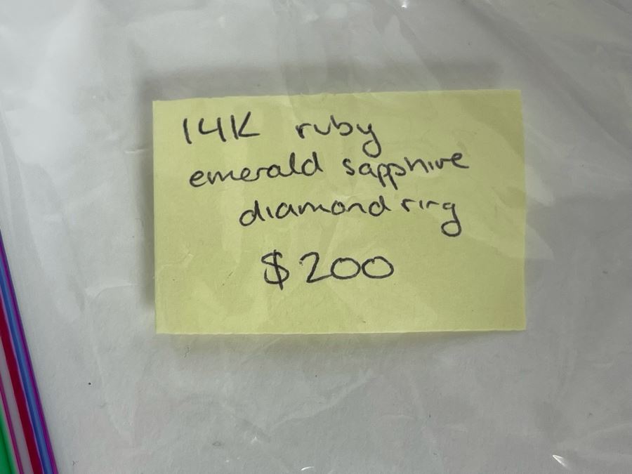 14K Gold Ruby Emerald Sapphire Diamond Ring Size 6.5 2.8g Estimate $400-$600 [Photo 13]