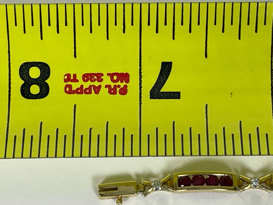 14K Gold Ruby Emerald Sapphire Diamond Bracelet (One Stone Missing) 7'L 7.2g Estimate $850-$1,275 [Photo 10]