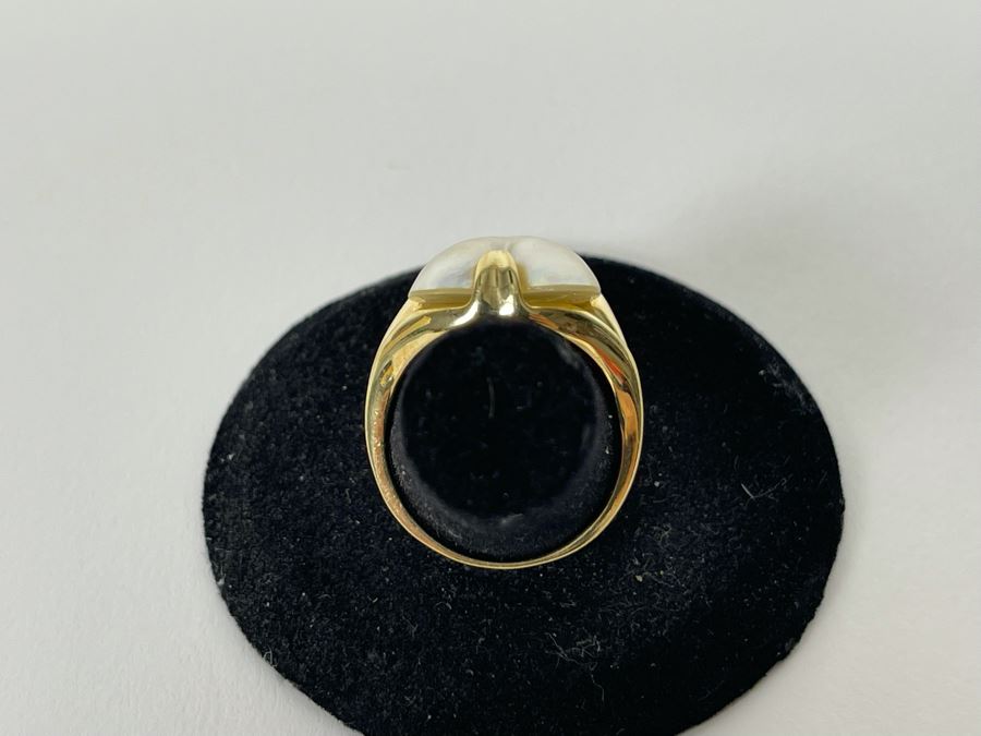 14K Gold Mabe Pearl Ring Size 7.25 5.1g [Photo 7]