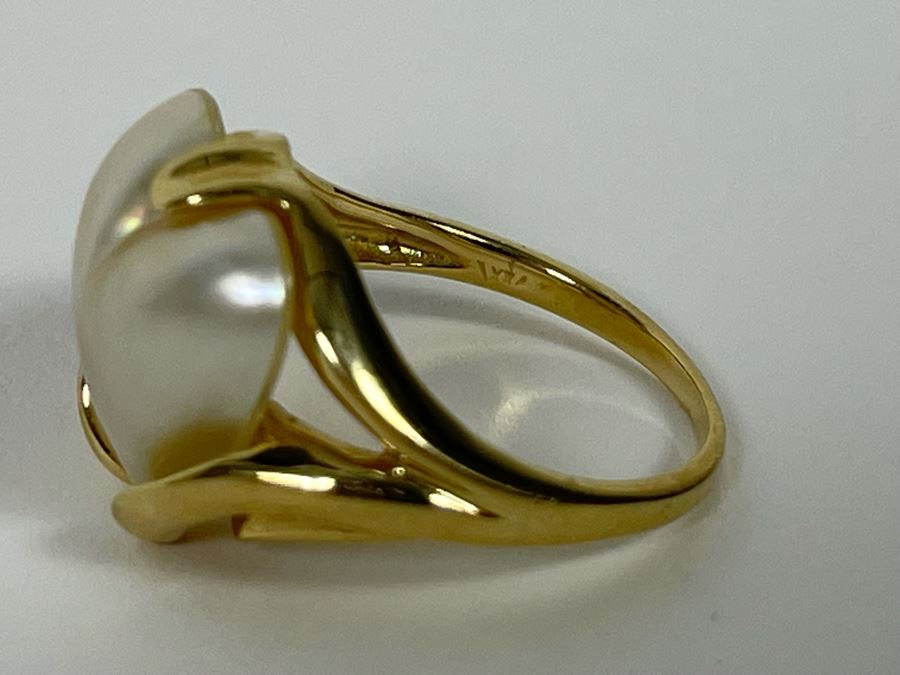 14K Gold Mabe Pearl Ring Size 7.25 5.1g [Photo 11]