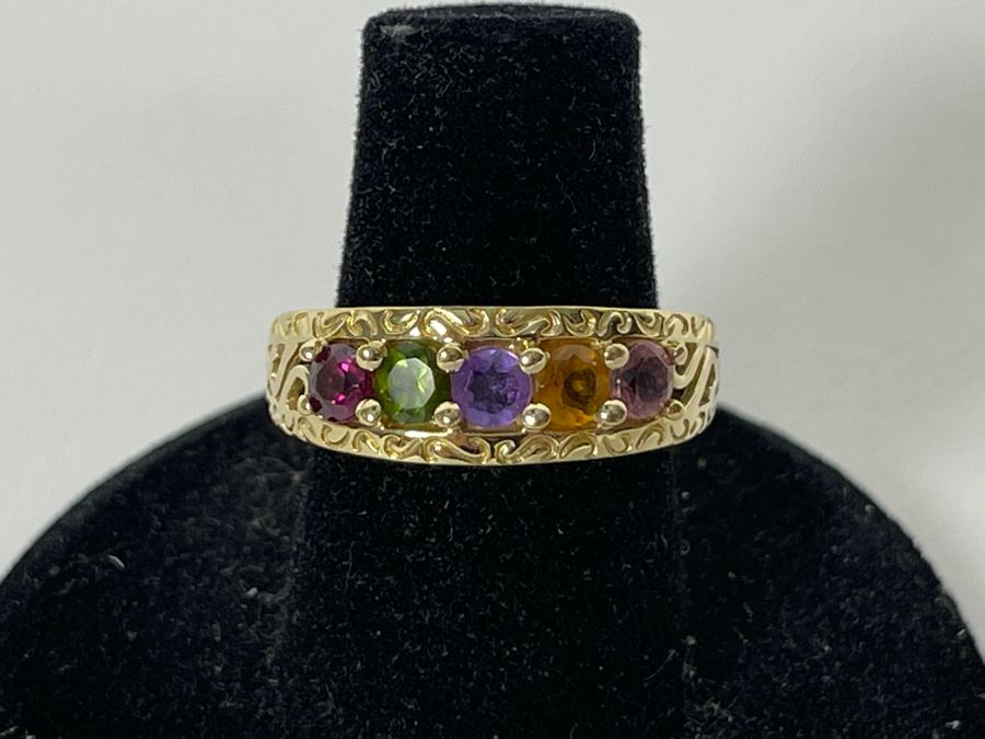 14K Gold Multi-Gem Ring Size 6.25 3.4g [Photo 2]