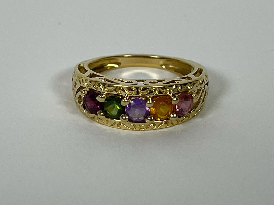 14K Gold Multi-Gem Ring Size 6.25 3.4g [Photo 8]