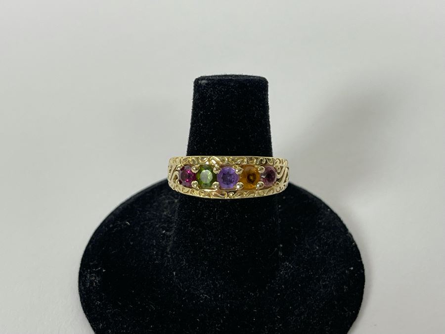 14K Gold Multi-Gem Ring Size 6.25 3.4g [Photo 5]