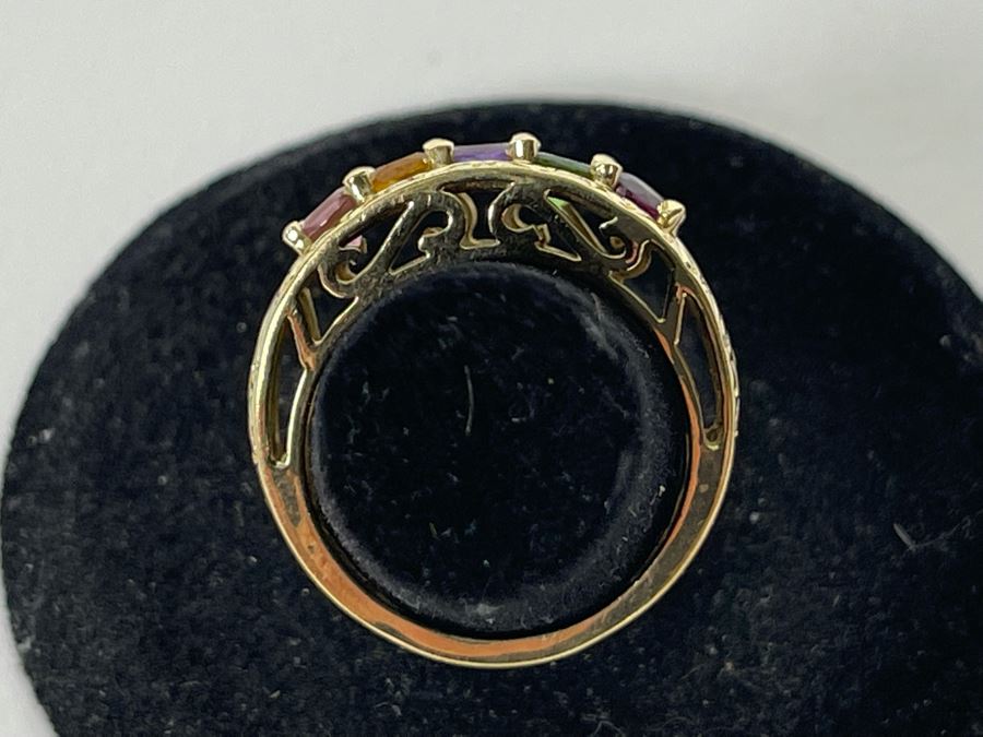 14K Gold Multi-Gem Ring Size 6.25 3.4g [Photo 7]