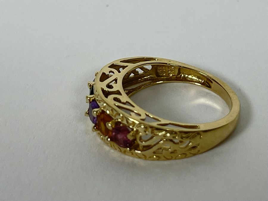 14K Gold Multi-Gem Ring Size 6.25 3.4g [Photo 9]