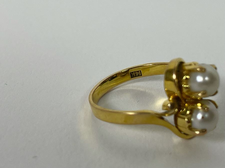 14K Gold Pearl Ring Size 6.25 3.3g [Photo 8]