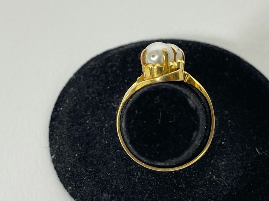 14K Gold Pearl Ring Size 6.25 3.3g [Photo 6]
