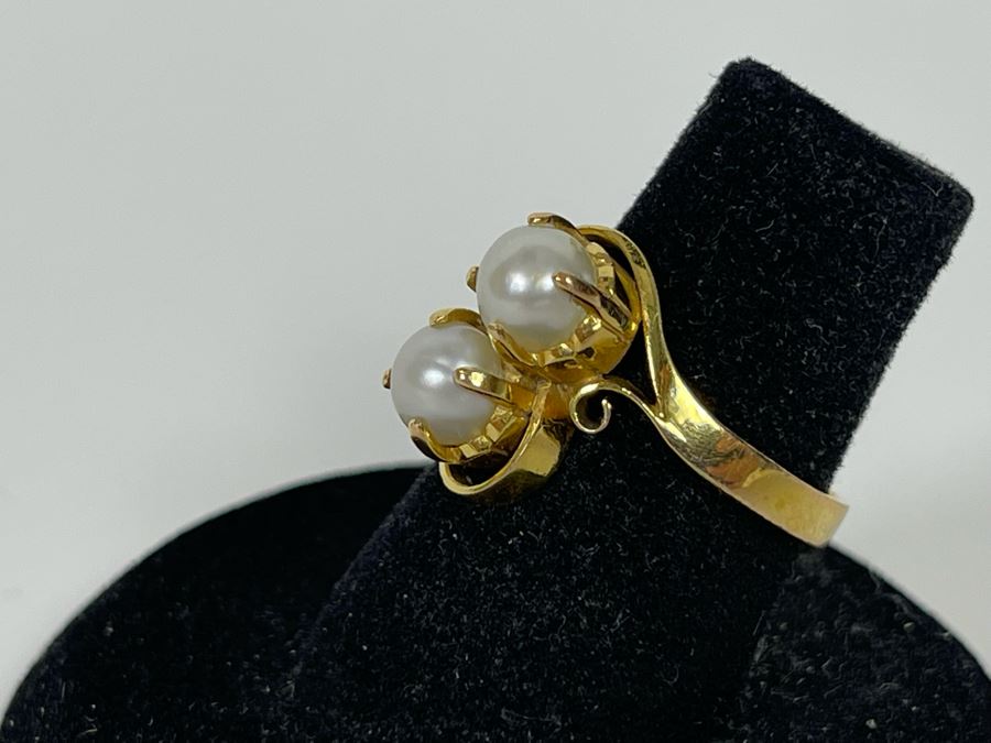 14K Gold Pearl Ring Size 6.25 3.3g [Photo 5]