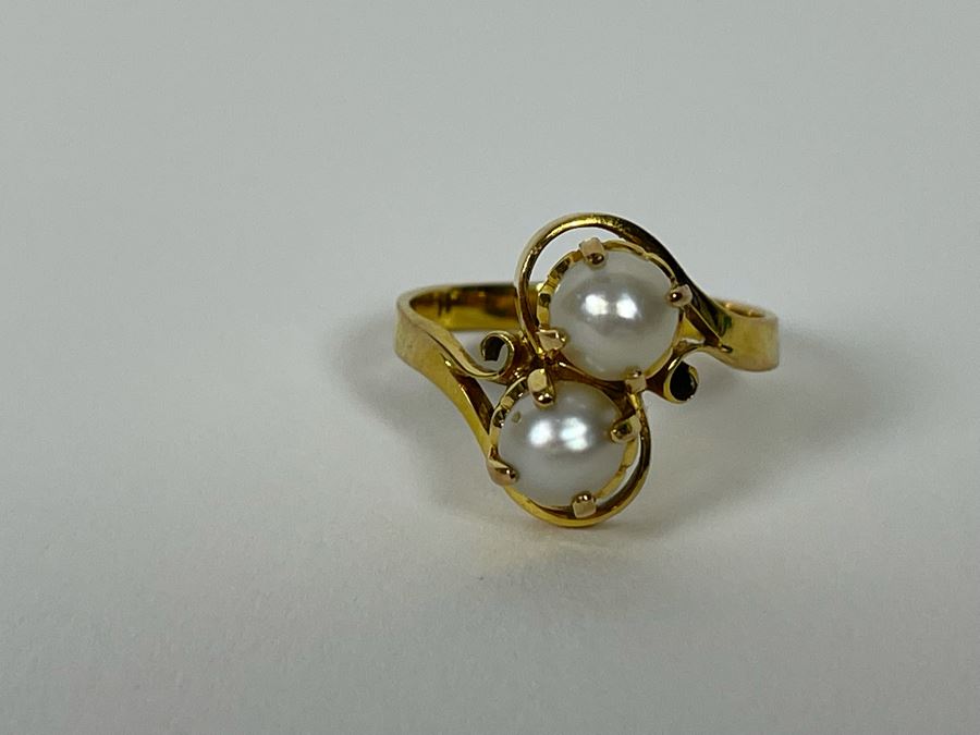 14K Gold Pearl Ring Size 6.25 3.3g [Photo 7]