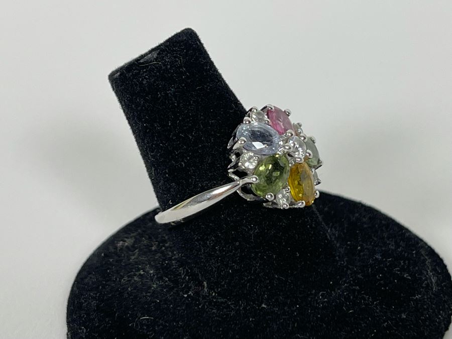 14K Gold Multi-Color Sapphire Zircon Ring Size 7.25 3.7g Estimate $600-$900 [Photo 7]