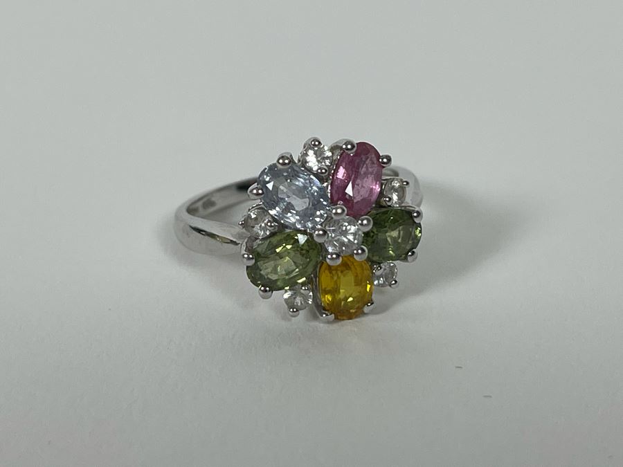 14K Gold Multi-Color Sapphire Zircon Ring Size 7.25 3.7g Estimate $600-$900 [Photo 10]