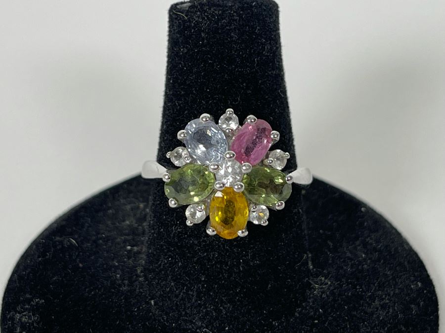 14K Gold Multi-Color Sapphire Zircon Ring Size 7.25 3.7g Estimate $600-$900 [Photo 3]