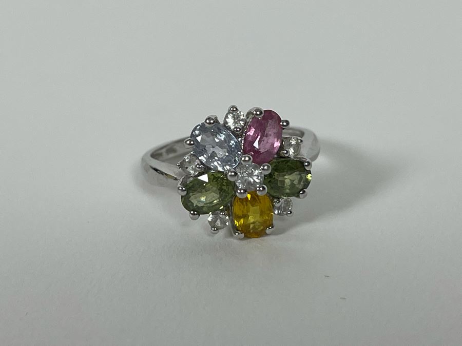 14K Gold Multi-Color Sapphire Zircon Ring Size 7.25 3.7g Estimate $600-$900 [Photo 11]