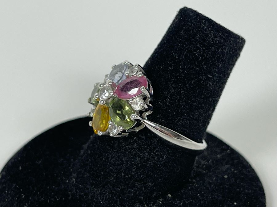 14K Gold Multi-Color Sapphire Zircon Ring Size 7.25 3.7g Estimate $600-$900 [Photo 8]