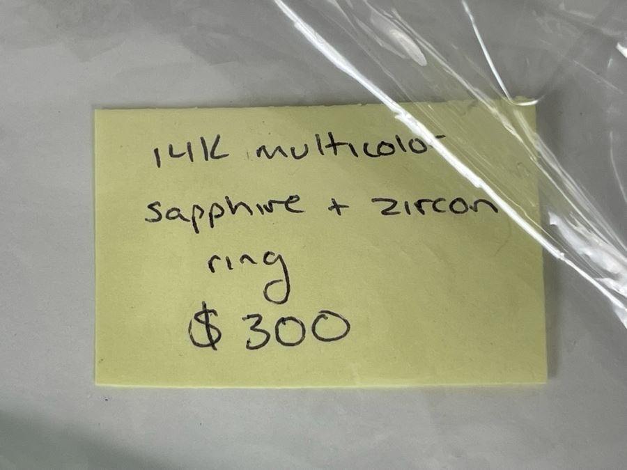 14K Gold Multi-Color Sapphire Zircon Ring Size 7.25 3.7g Estimate $600-$900 [Photo 16]