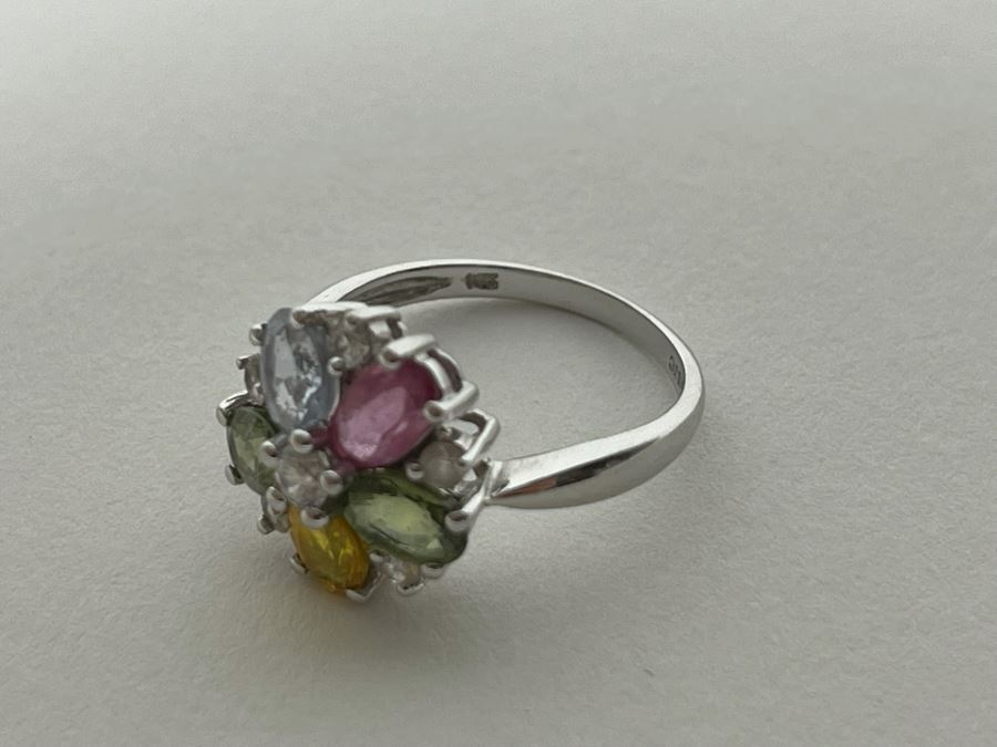 14K Gold Multi-Color Sapphire Zircon Ring Size 7.25 3.7g Estimate $600-$900 [Photo 13]