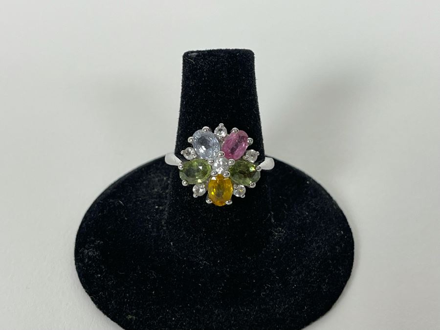 14K Gold Multi-Color Sapphire Zircon Ring Size 7.25 3.7g Estimate $600-$900 [Photo 5]