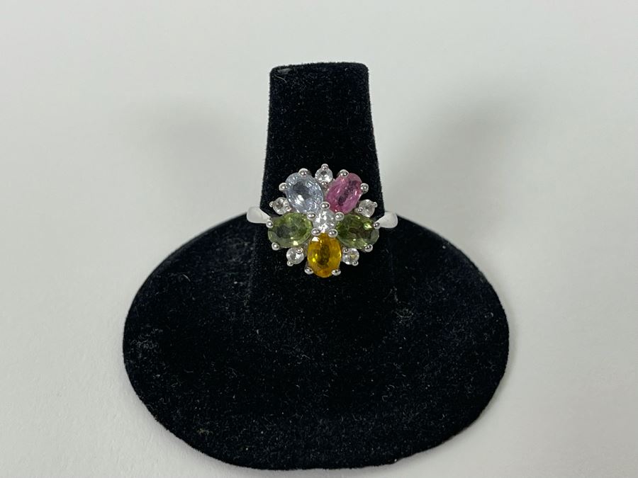 14K Gold Multi-Color Sapphire Zircon Ring Size 7.25 3.7g Estimate $600-$900 [Photo 6]