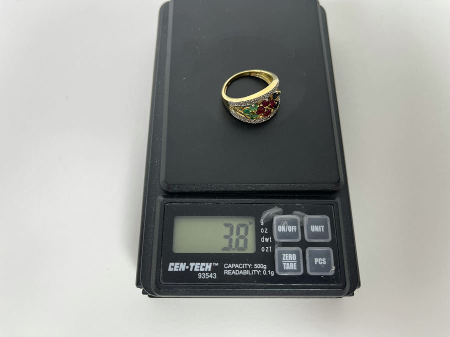 14K Gold Ruby Emerald Sapphire Diamond Ring Size 7.25 3.8g Estimate $550-$825 [Photo 12]