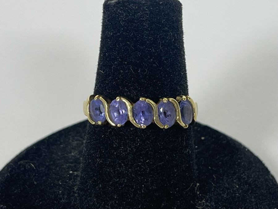 10K Gold Tanzanite Ring Size 6.25 1.7g [Photo 2]