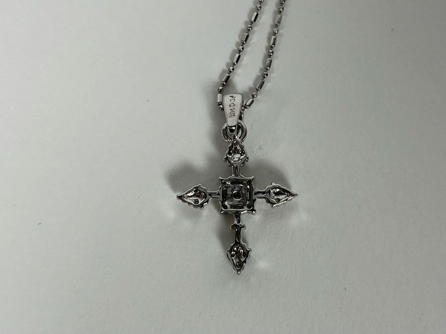 14K Gold Diamond Cross Pendant With 14K Gold 18' Chain Necklace 3.9g [Photo 7]