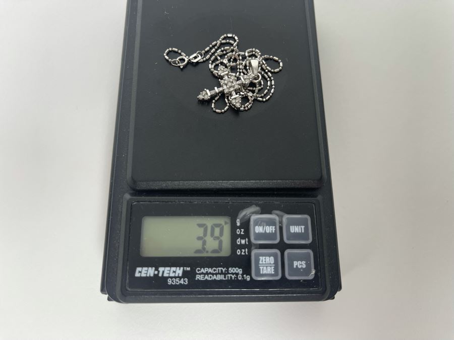 14K Gold Diamond Cross Pendant With 14K Gold 18' Chain Necklace 3.9g [Photo 10]