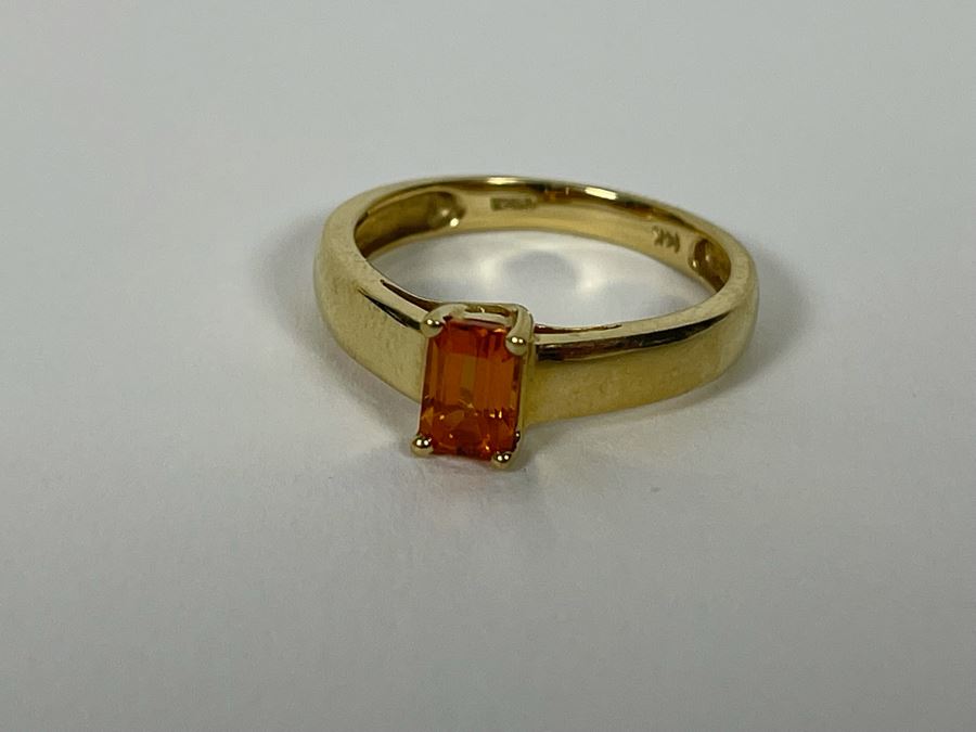 14K Gold Yellow Orange Sapphire? Ring Size 7 2.4g [Photo 9]