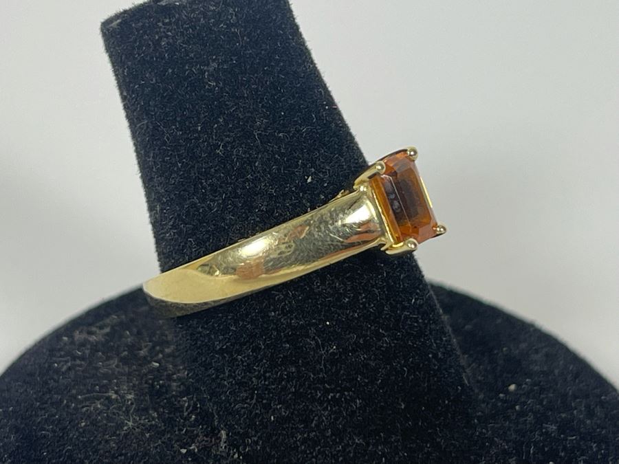 14K Gold Yellow Orange Sapphire? Ring Size 7 2.4g [Photo 6]