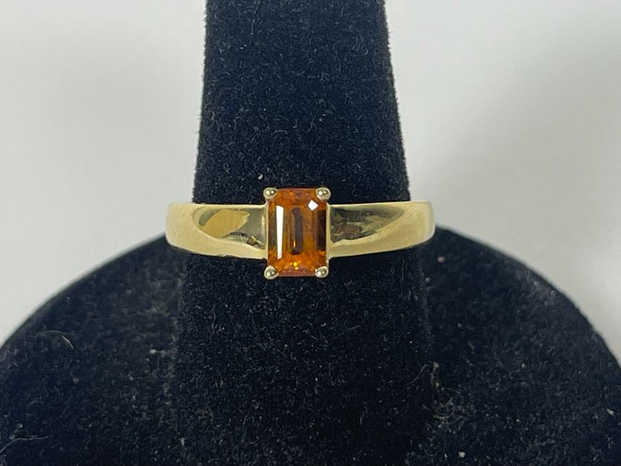 14K Gold Yellow Orange Sapphire? Ring Size 7 2.4g