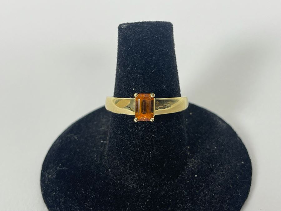 14K Gold Yellow Orange Sapphire? Ring Size 7 2.4g [Photo 3]