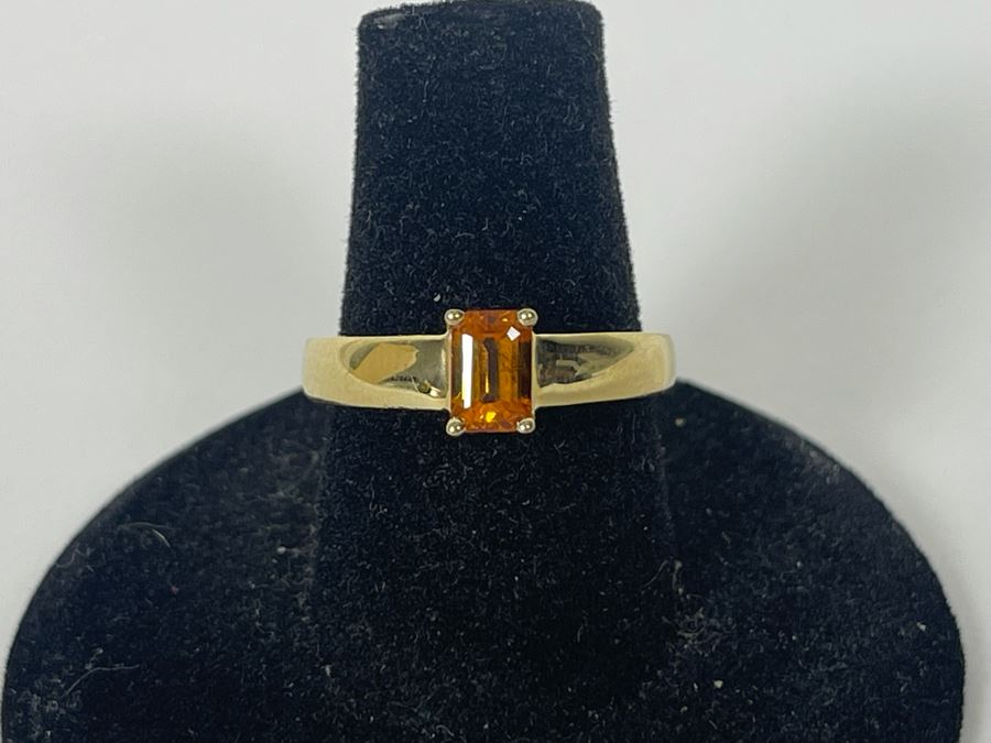 14K Gold Yellow Orange Sapphire? Ring Size 7 2.4g [Photo 5]